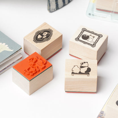 Wooden Stamp Set of 4 - Yamanohacho Neighborhood Animals Museum Visit