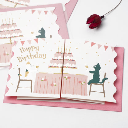 Cat & Mouse Birthday Party Pop-Up Card | Foil & Embossed