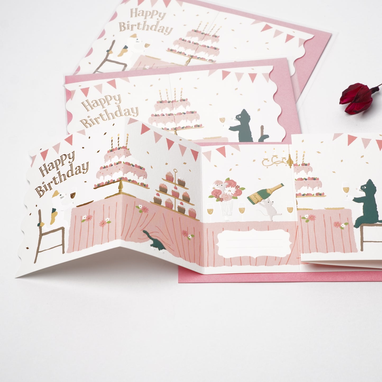 Cat & Mouse Birthday Party Pop-Up Card | Foil & Embossed