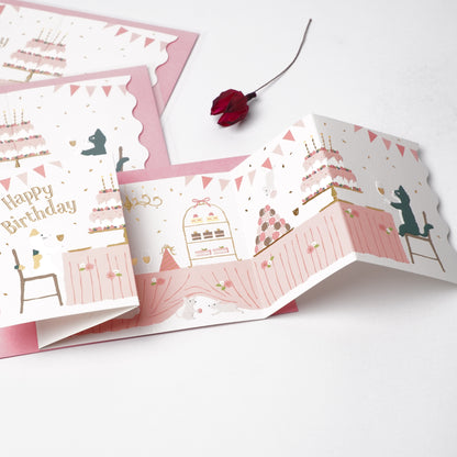 Cat & Mouse Birthday Party Pop-Up Card | Foil & Embossed
