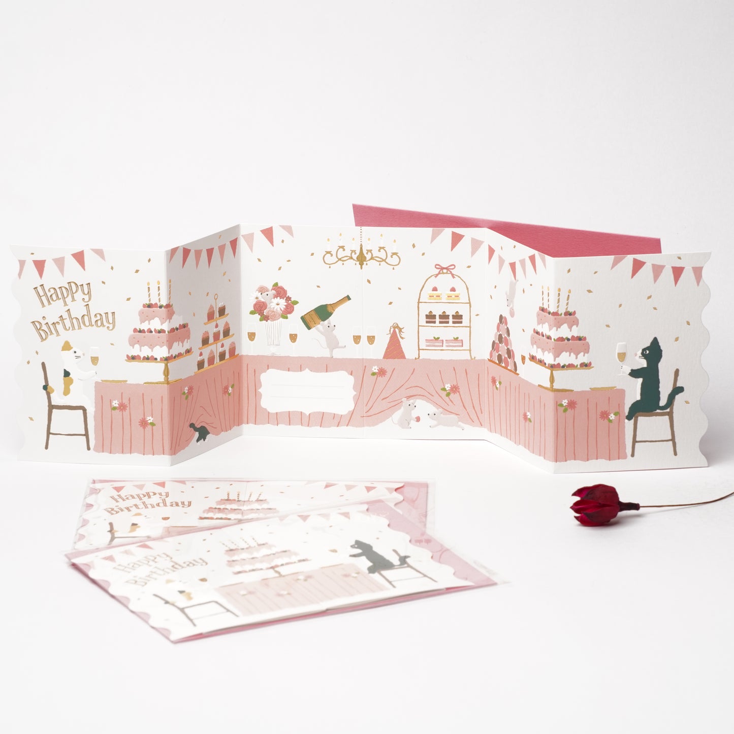 Cat & Mouse Birthday Party Pop-Up Card | Foil & Embossed