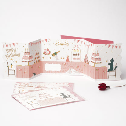Cat & Mouse Birthday Party Pop-Up Card | Foil & Embossed