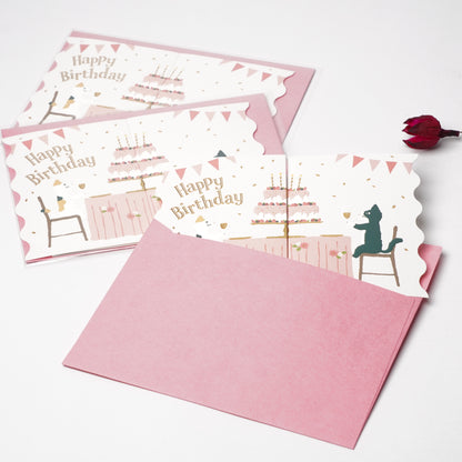 Cat & Mouse Birthday Party Pop-Up Card | Foil & Embossed