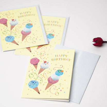 Ice Cream Cone Birthday Card | Glitter, Foil & Embossed