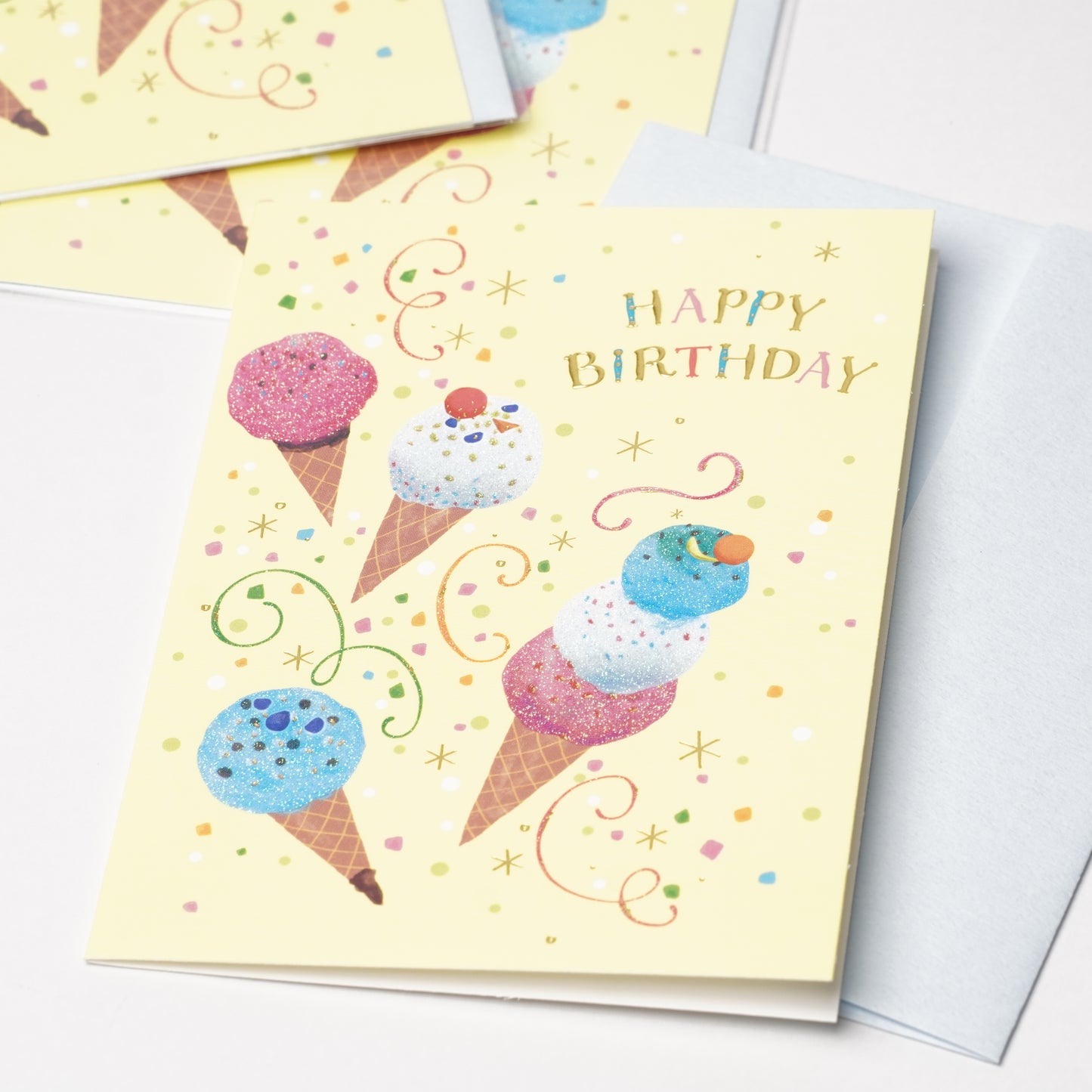Ice Cream Cone Birthday Card | Glitter, Foil & Embossed