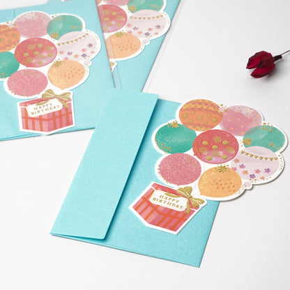 Die-Cut Birthday Balloons & Gift Card | Glitter, Foil & Embossed