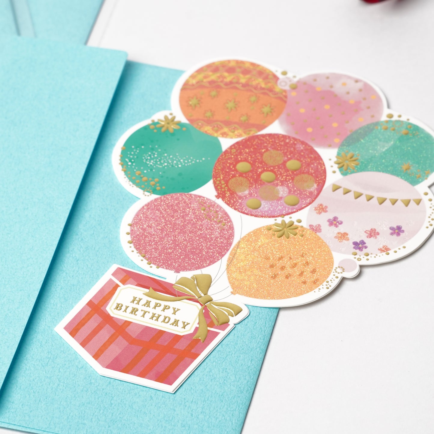 Die-Cut Birthday Balloons & Gift Card | Glitter, Foil & Embossed