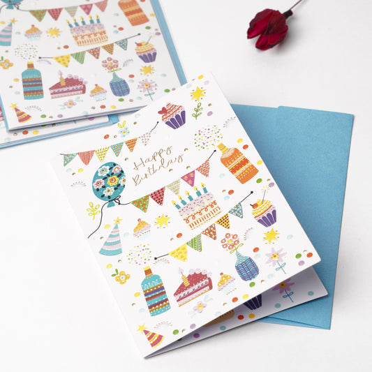 Colorful Birthday Party Greeting Card | Foil & Embossed