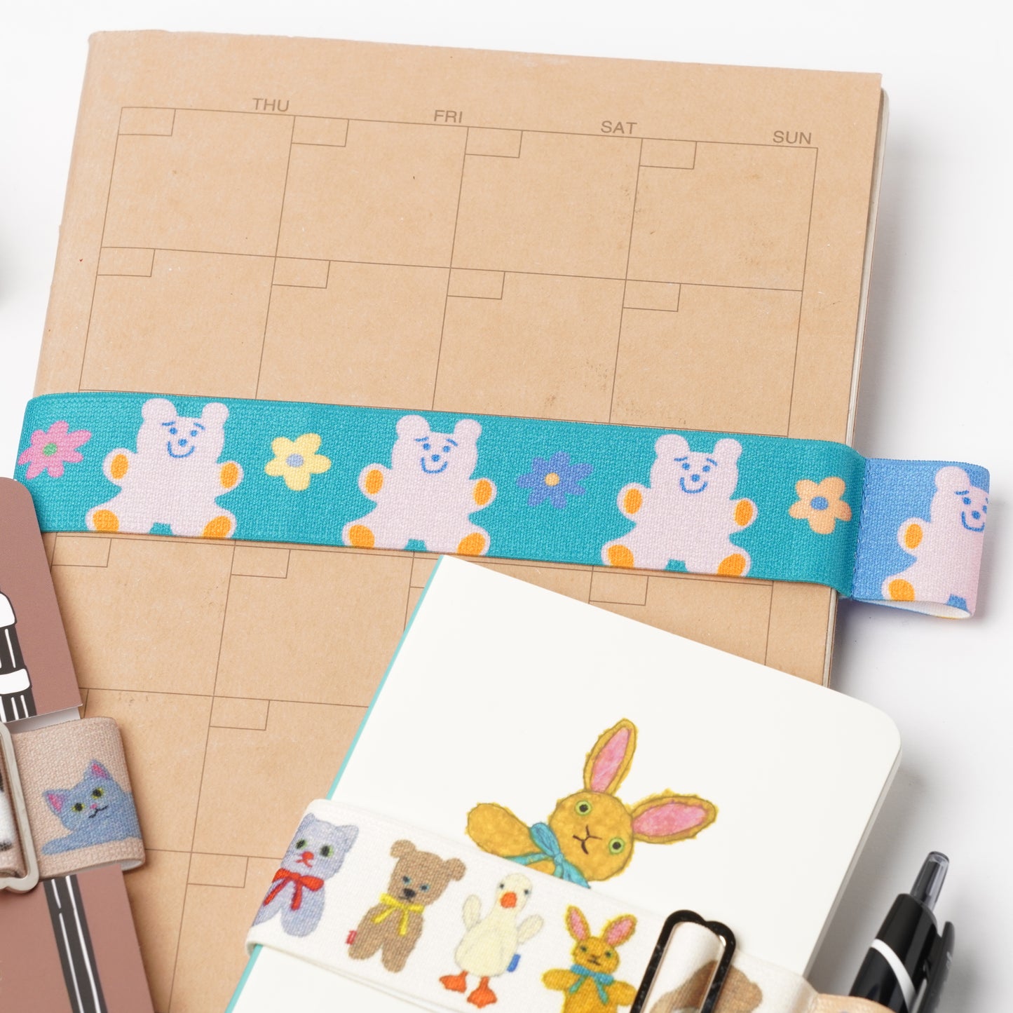Bear Book Band with Pen Holder