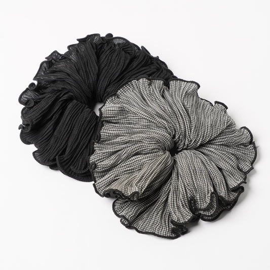 Classic Hair Scrunchie - Black and White Lace Elastic Hair Tie, Simple Hair Accessory