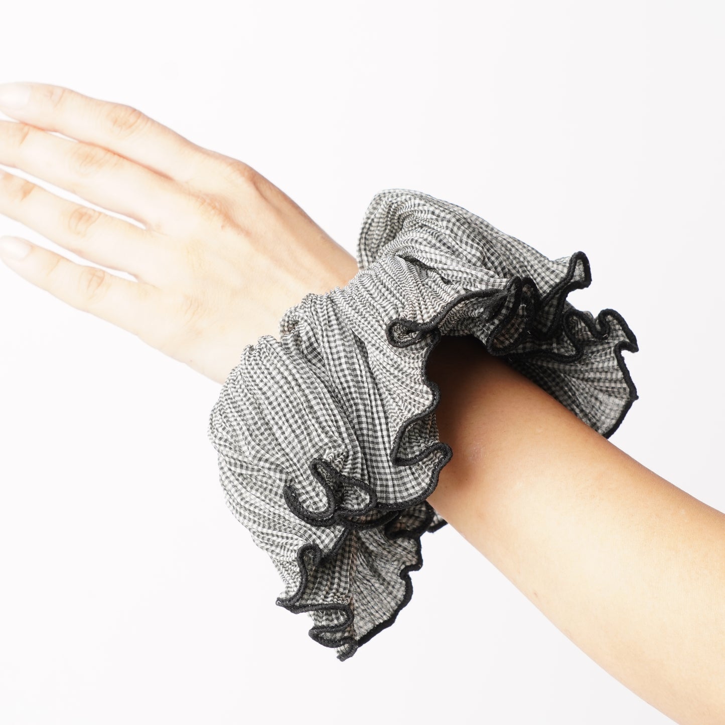 Classic Hair Scrunchie - Black and White Lace Elastic Hair Tie, Simple Hair Accessory