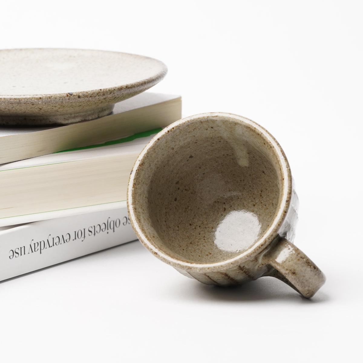 Shigaraki Ware Ash Glaze Coffee Cup & Saucer