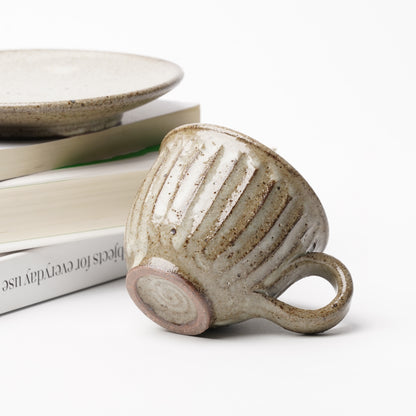 Shigaraki Ware Ash Glaze Coffee Cup & Saucer
