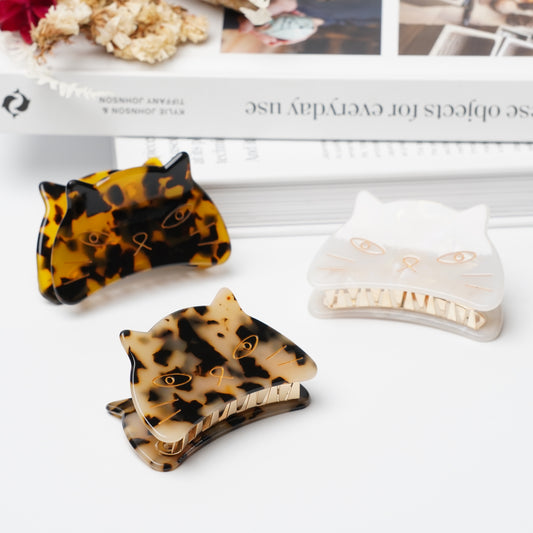 Cat Face Hair Clip – Resin & Metal Alloy
