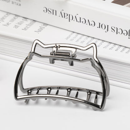 Cat Motif Metal Hair Clip – Gold and Silver