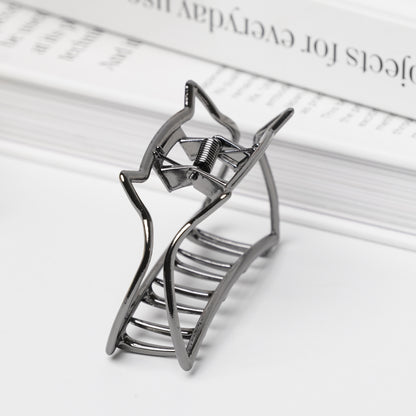 Cat Motif Metal Hair Clip – Gold and Silver