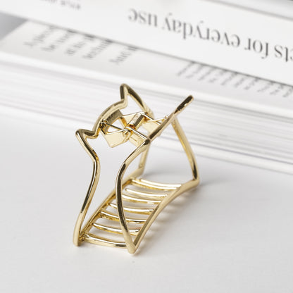 Cat Motif Metal Hair Clip – Gold and Silver