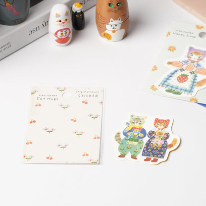 Cat Hugs Sticker by Aiko Fukawa | Cozyca Products