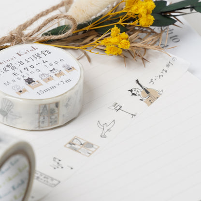 Shinzi Katoh x Kenji Miyazawa Gentokan Masking Tape - Monochrome "Gauche the Cellist"