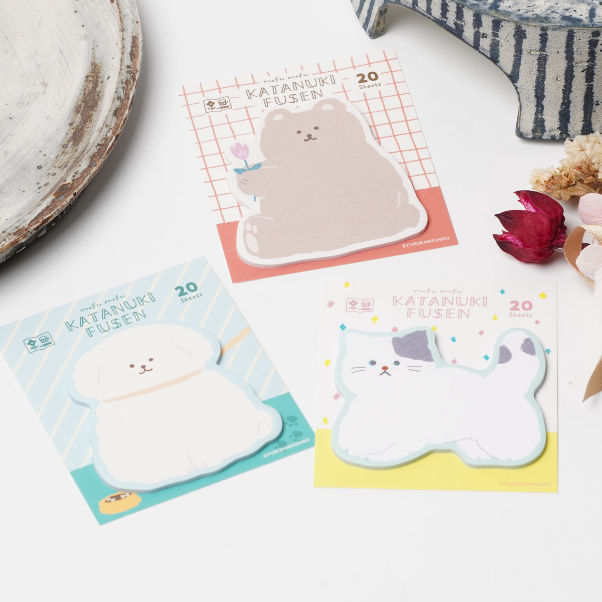 Watashi Biyori Die-Cut Sticky Notes - Fluffy Cat