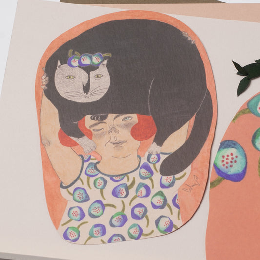 moritaMiW Postcard - Black Cat Love Cheney