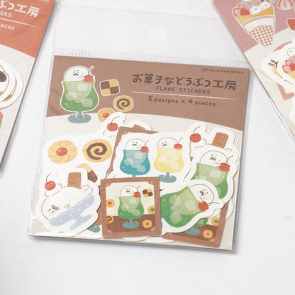 Okashi na Doubutsu Kobo Washi Flake Stickers - Cream Seal