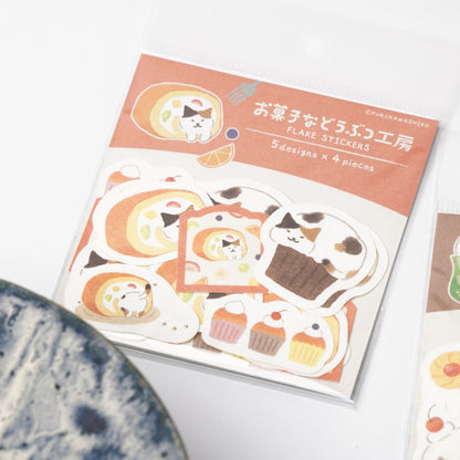 Okashi na Doubutsu Kobo Washi Flake Stickers - Cat