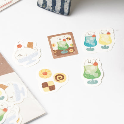 Okashi na Doubutsu Kobo Washi Flake Stickers - Cream Seal