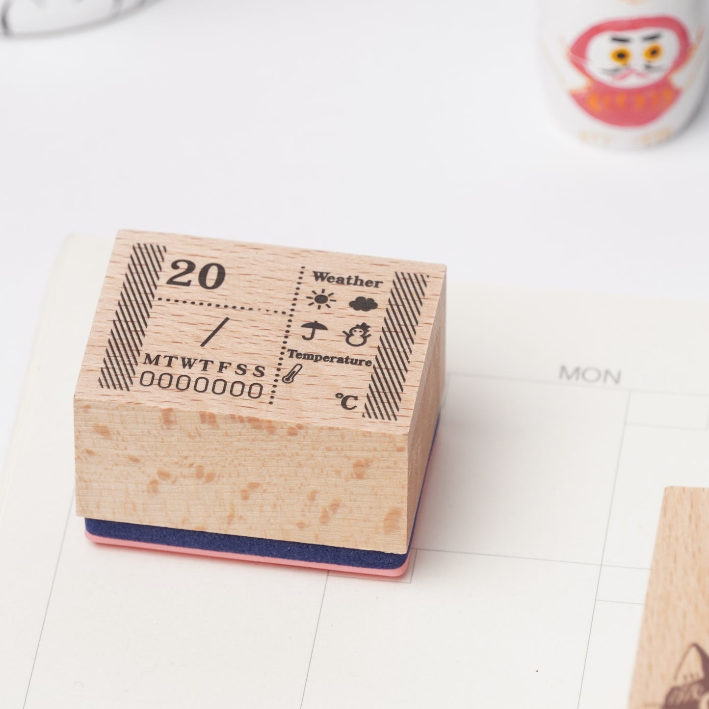 Date Weather Temperature Wood Stamp