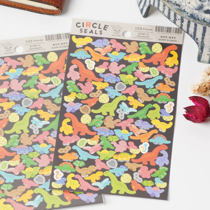 Dinosaur Circle Stickers Sheet