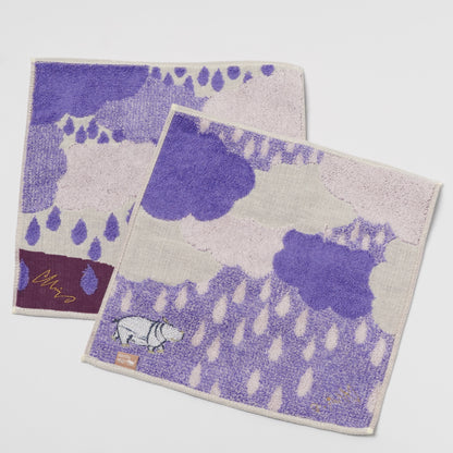moritaMiW Gauze Handkerchief - 3-Layer Cotton with Embroidery Hippo