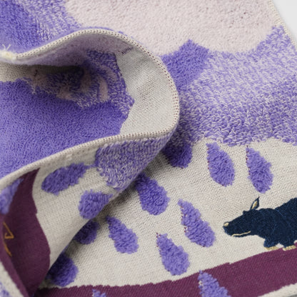 moritaMiW Gauze Handkerchief - 3-Layer Cotton with Embroidery Hippo