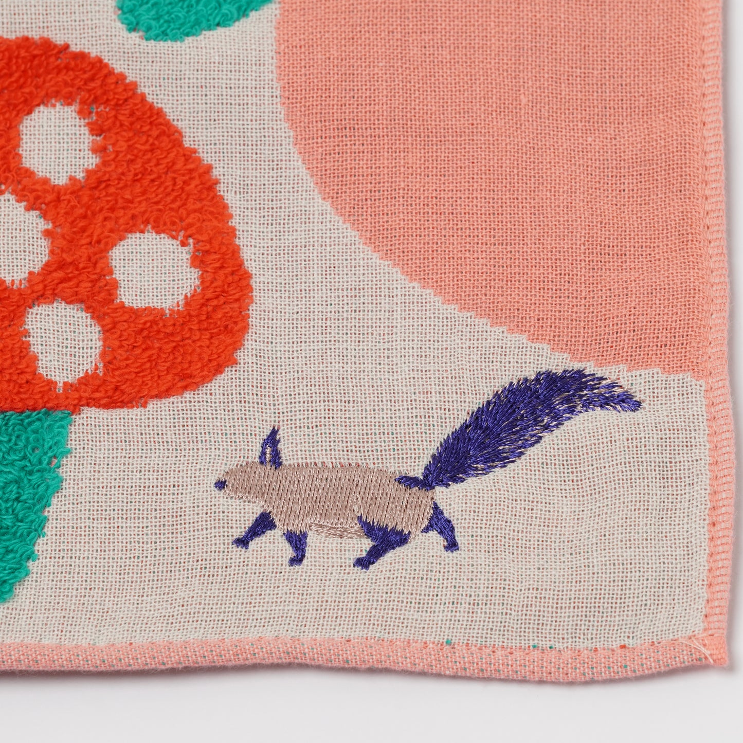 moritaMiW Gauze Handkerchief - 3-Layer Cotton with Embroidery Squirrel