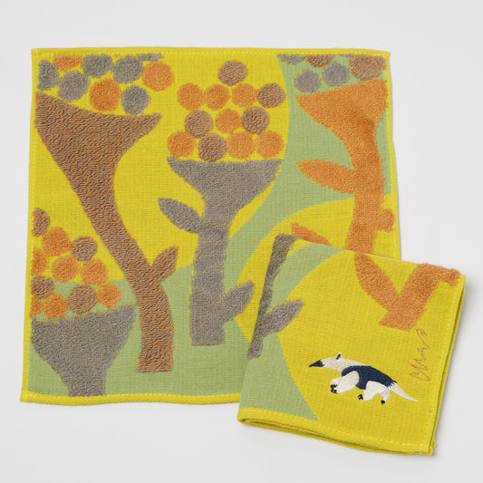 moritaMiW Gauze Handkerchief - 3-Ply Cotton, Embroidered anteater