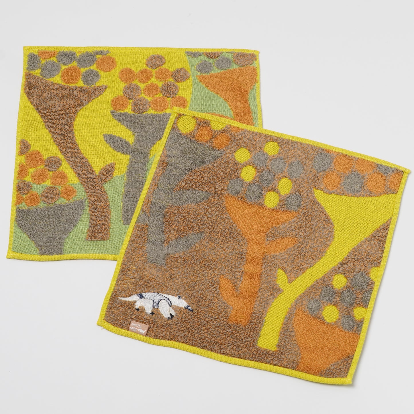 moritaMiW Gauze Handkerchief - 3-Ply Cotton, Embroidered anteater