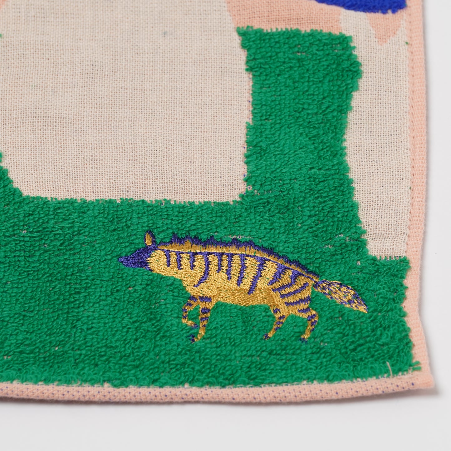 moritaMiW Gauze Handkerchief - 3-Ply Cotton, Embroidered hyena