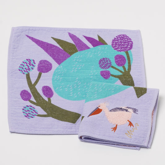 Fluffy Animal Handkerchief Hand Towel Size - Pelican moritaMiW