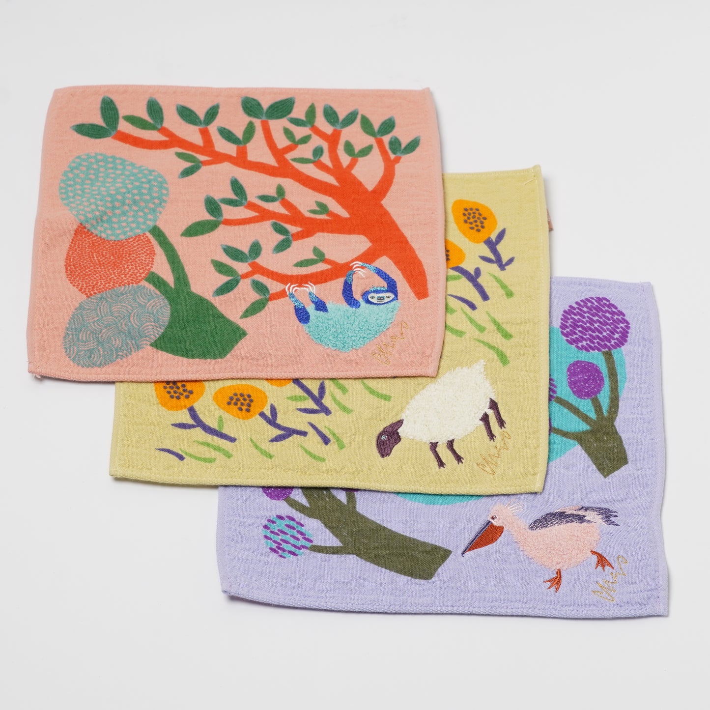 Fluffy Animal Handkerchief Hand Towel Size - Sloth moritaMiW