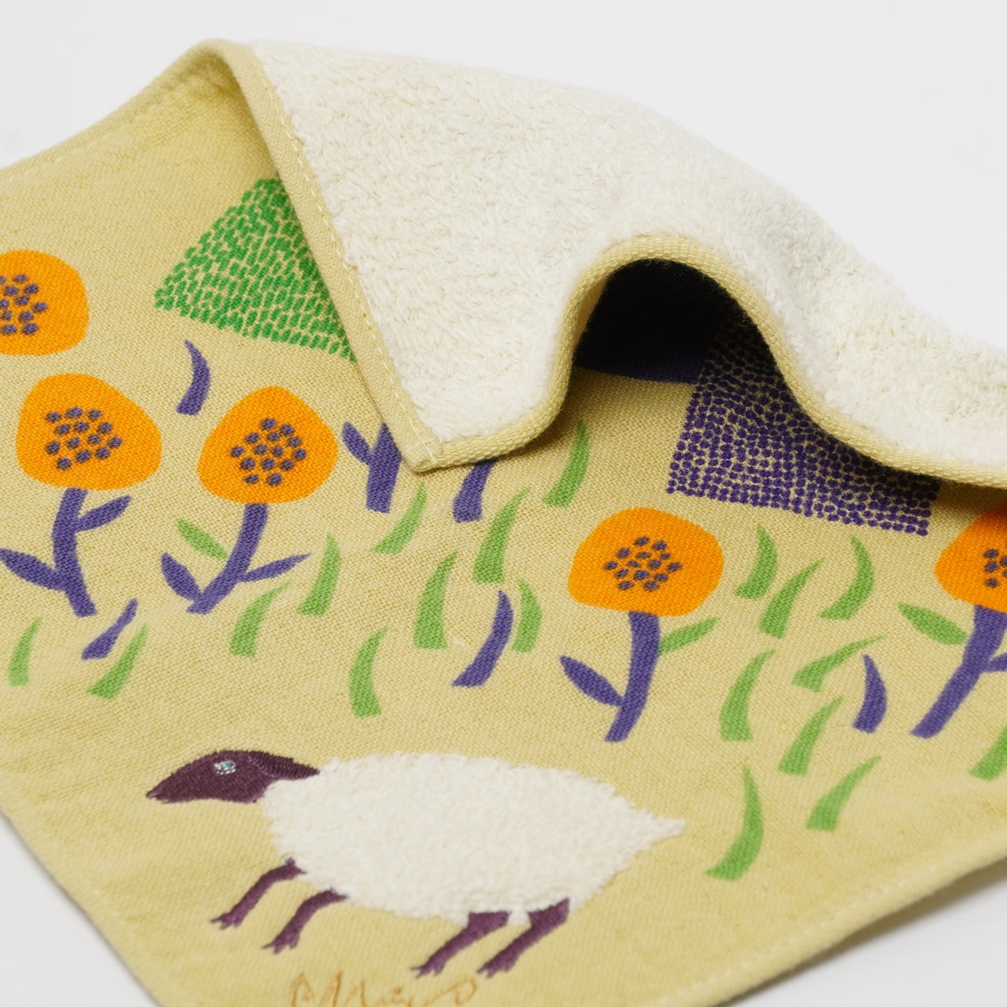 Fluffy Animal Handkerchief Hand Towel Size - Sheep moritaMiW