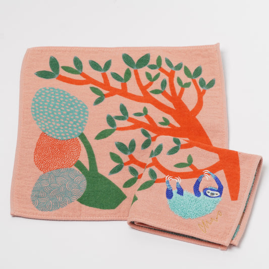 Fluffy Animal Handkerchief Hand Towel Size - Sloth moritaMiW