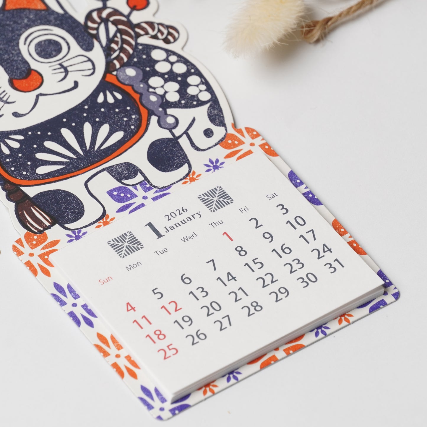 Umeya Inu Hariko Magnet Calendar 2026 - Lucky Dog Design