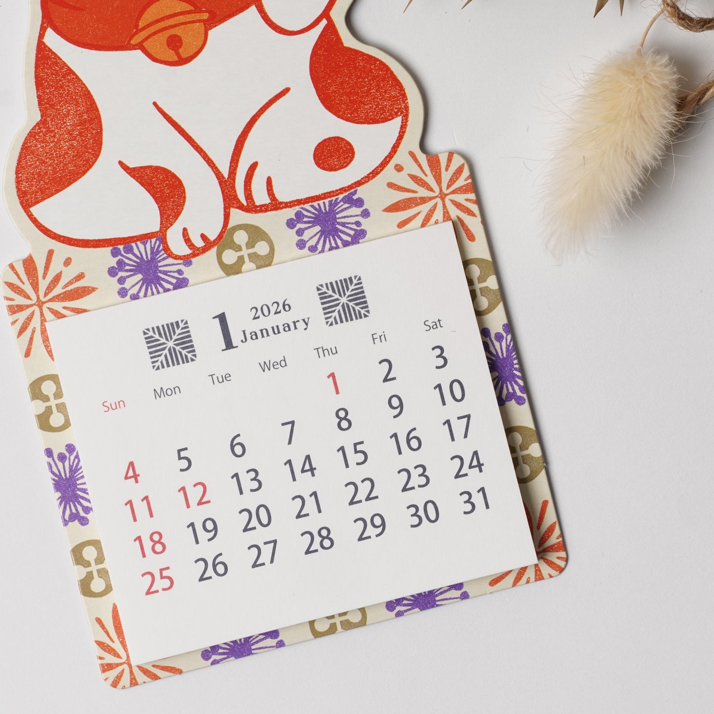 Umeya Magnet Calendar 2026 - Maneki Neko Design