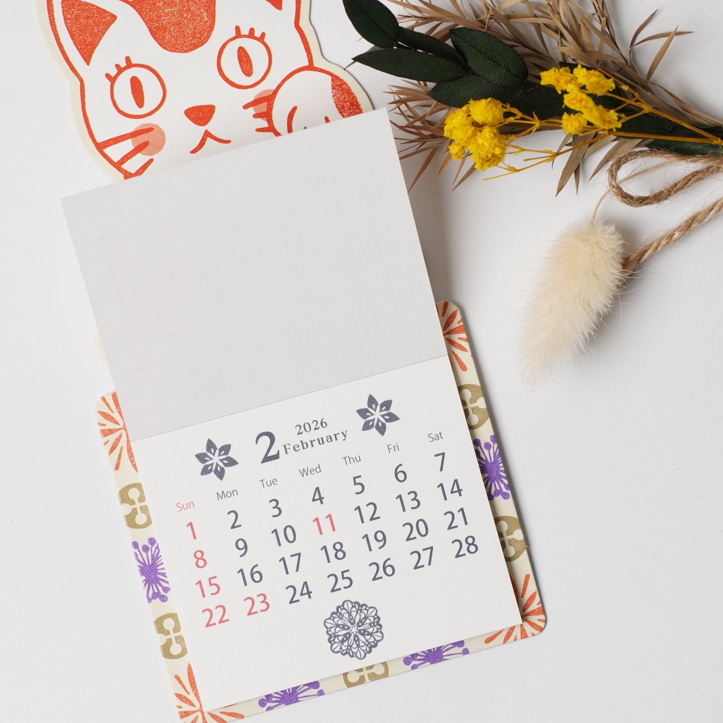 Umeya Magnet Calendar 2026 - Maneki Neko Design