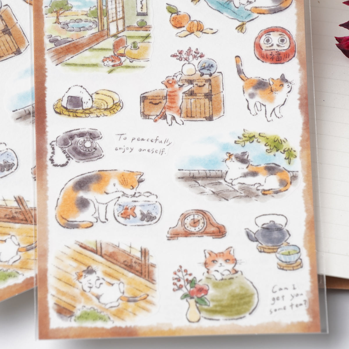 MIND WAVE Nyanko Biyori Sticker - Engawa Cat