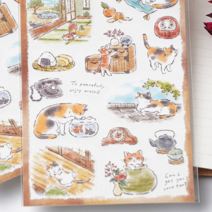 MIND WAVE Nyanko Biyori Sticker - Engawa Cat
