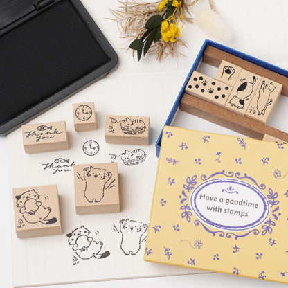 Cute Cat Rubber Stamp Set - "Yuru Neko" Kittens