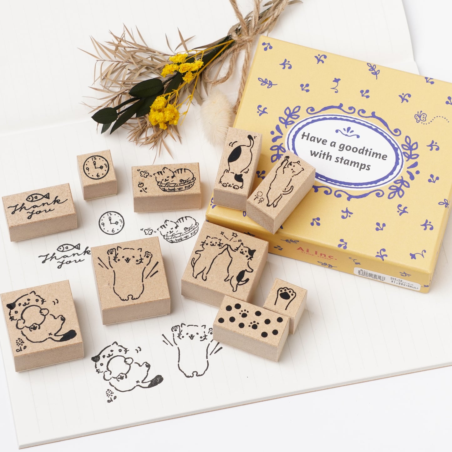 Cute Cat Rubber Stamp Set - "Yuru Neko" Kittens