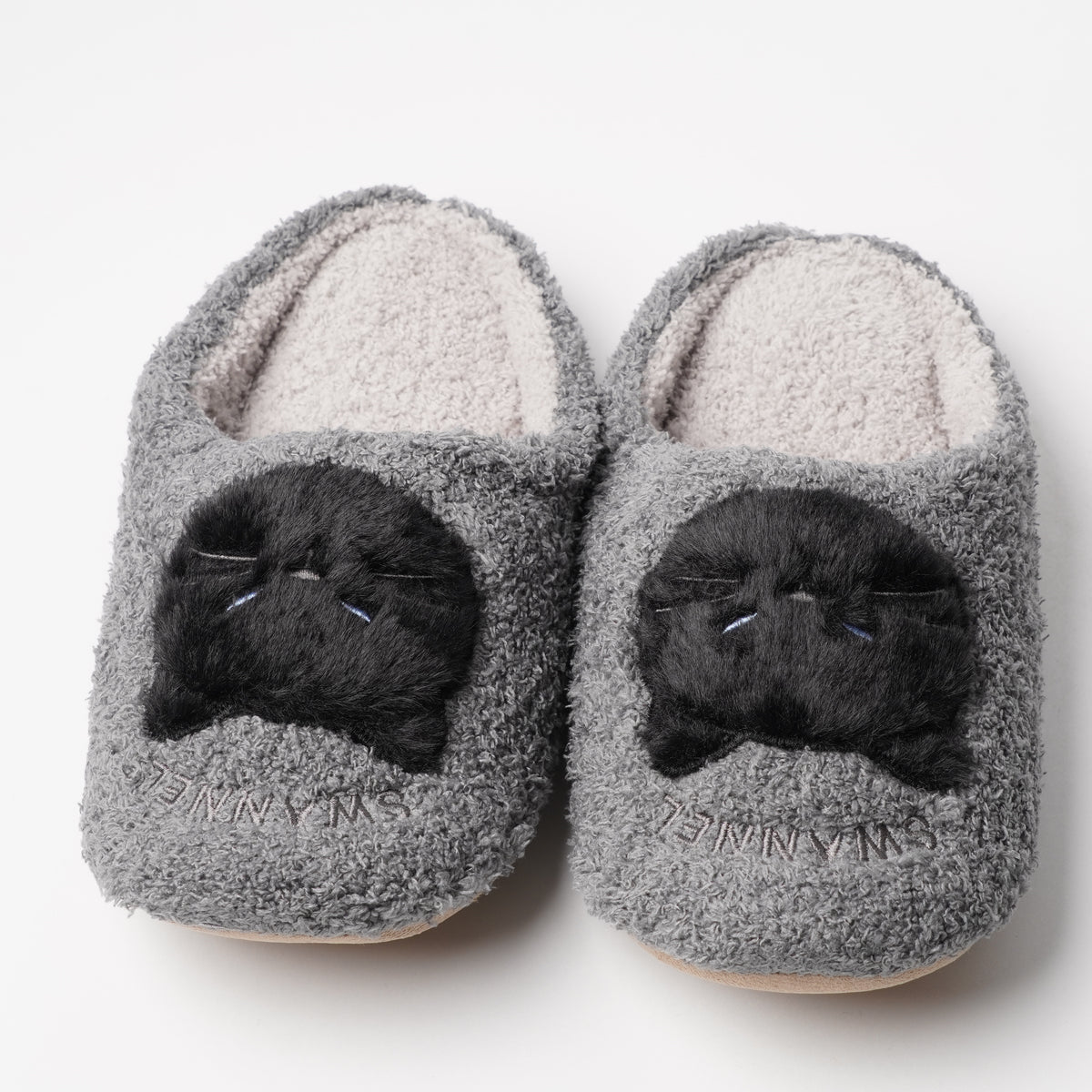 Fluffy Animal Room Slippers - Black Cat