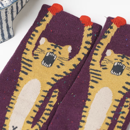 Kusetsuyo Boxing Tiger Socks – Dark Purple