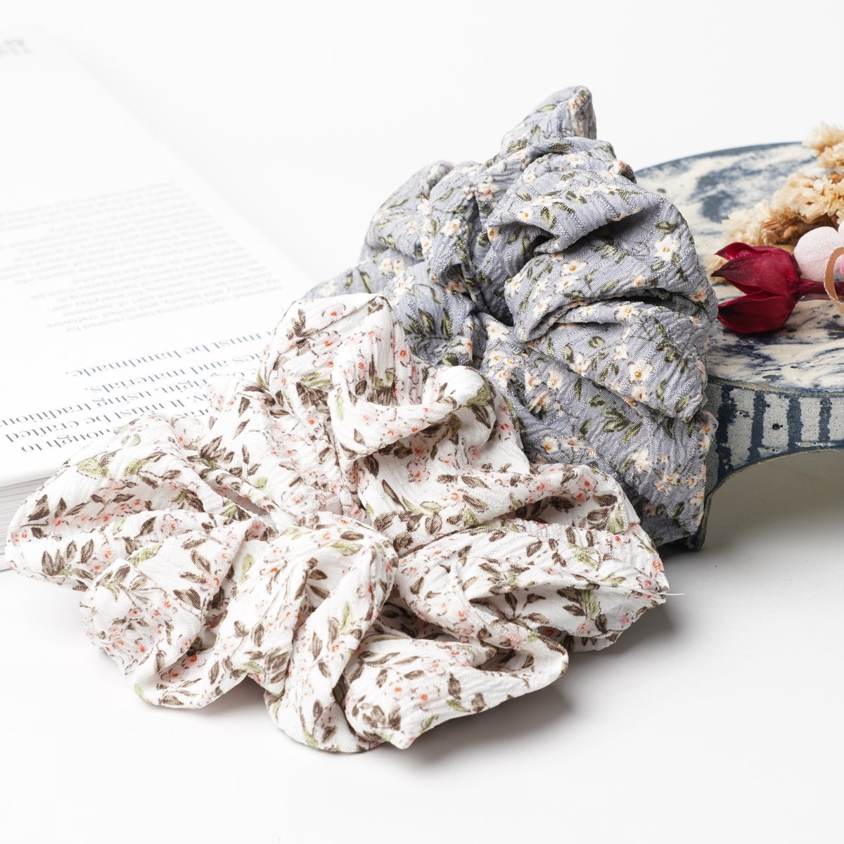 Flower Bouquet Chiffon Scrunchie